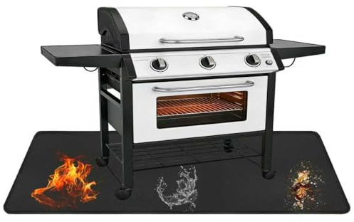 Feuerfeste Unterlage, Hitzeschutzmatte Grillmatte für Holzkohlegrill Gasgrill, Silikon-Glasfaser Faltbare Bodenschutzmatte Grill Matten für Boden, Rasen, Camping, Deckschutz (100x150cm)