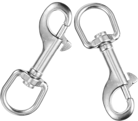 BAZEITFLOW Lot de 2 Crochets Pivotants pour Laisse de Chien 80 MM en Acier Inoxydable Ressort Mousquetons Métalliques Résistants à L’Eau pour Promenade et Plongée Clips Sécurisés pour