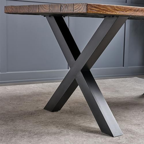 INMOZATA 2X Tischbeine X Form Tischbeine Metall Schwarz Tischuntergestell Tischfüße DIY Tischgestell Möbelfüße für Schreibtisch Couchtisch Esstisch Sitzbank B60 x H71 cm