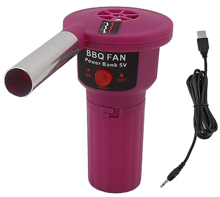 DriKou Ventilador de cocina para barbacoa, eléctrico portátil de 5 V con cable USB para acampar al aire libre, senderismo, cocinar, picnic, barbacoa, parrilla de carbón
