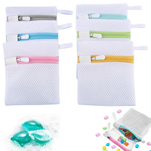 KRFWGUU 6 Pezzi Mini Sacchetti Per Lavatrice Delicati, Borsa Lavaggio In Maglia, Piccolo Sacco Biancheria In Poliestere A Maglia Fine Per Hotel E Casa, Sacchetti Per La Conservazione A Nido D'Ape