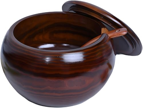 Frutero De Madera De Mango para Servir En La Cocina del Hogar, Ideal para Frutas Y Ensaladas. Frutero De Madera Antigua Hecho A Mano Y Multiusos(E/D19cm)
