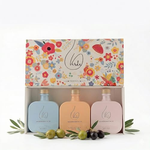 VERDE IBERO Pack Aceite Oliva Regalo 3x100ml – AOVE Gourmet Nueva Cosecha 2025-2026 – Estuche Degustación Picual, Sin Filtrar y Arbequina