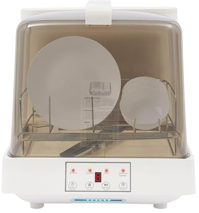 Mini lave-vaisselle de table avec couvercle en verre, 4 programmes, 800 W, système de pulvérisation à 360°, autoportant, petit lave-vaisselle avec fenêtre de visualisation, pour appartement, camping