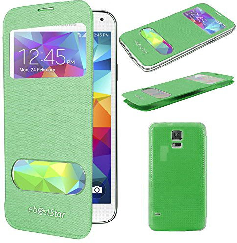 ebestStar - Cover Compatibile con Samsung S5 G900F, Galaxy S5 New G903F Neo Custodia Portafoglio Protezione Libro, Flip con Finestra View, Verde