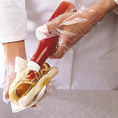 delisupplies 500 x Polythene Gloves Disposable Food Safe Plastic Glove in handy Dispenser: Size - Medium.