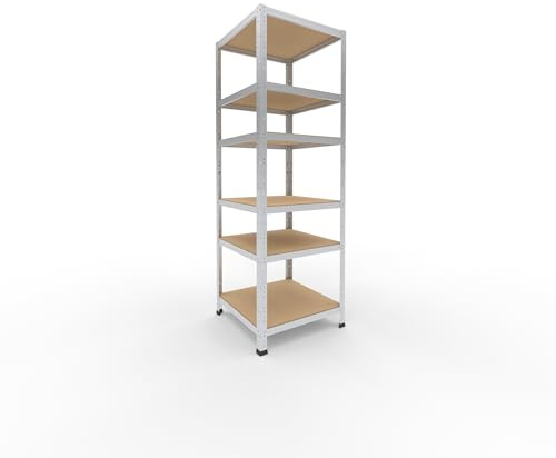 shelfplaza Home 180x60x60cm Schwerlastregal verzinkt mit 6 Böden x 145kg | Kellerregal · Lagerregal · Metallregal · Regale für Kellerraum · Steckregal · Abstellraum Regal