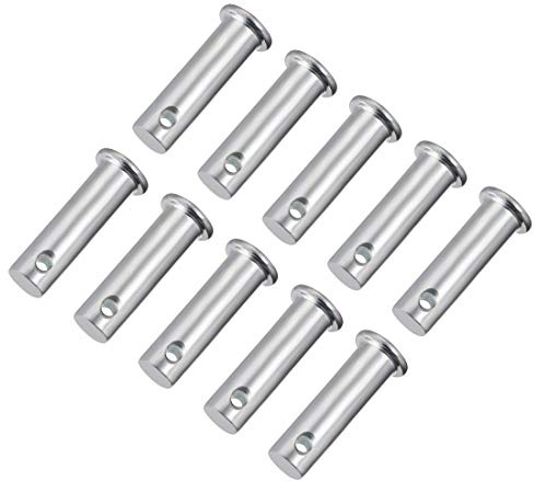 sourcing map 10 Stück Steckbolzen Einloch Gabelbolzen Lastösenbolzen 10mm x 35mm Splintstift Flachkopf verzinkter Stahl