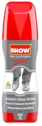 SHOW Liquide de cirage instantané pour chaussures en cuir - Unisexe - Flacon de 75 ml avec éponge pour nourrir et revitaliser instantanément la couleur du cuir - Produits d'entretien du cuir, gris,