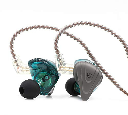 LINSOUL KZ ZSX 5BA+1DD 6 Treiber Hybrid In-Ear HiFi-Kopfhörer mit zinklegierter Frontplatte und 0,75 mm, 2-Pin abnehmbarem Kabel für Audiophile Musiker (Ohne Mic, Cyan)