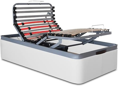 VentadeColchones - Canapé Abatible Tapizado Articulado y Mando Inalámbrico | Polipiel Blanco | Medida 90 x 190 cm