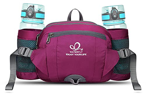 WATERFLY Bauchtasche Gürteltasche mit Flaschenhalter für Wandern Reise | Damen Herren, Hüfttasche, Atmungsaktiv, Sport,Radfahren, Camping, Klettern, Hundetraining