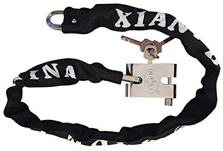Catena con Lucchetto in Acciaio Resistente Antifurto per Bicicletta Moto Scooter Catena Cavo con Chiave di Sicurezza Bici 3 Chiavi misura 3,5mm x 85cm