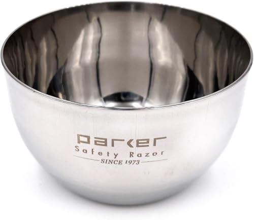 Parker Deluxe Unbreakable Stainless Steel Shaving Bowl – for use with Your Favorite Shave Soap or Lathering Shaving Cream