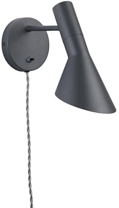 B·LED BARCELONA LED BarcelonaLED Wandleuchte mit Kabelstecker und Schalter Leselampe Modernes elegantes Design nordisch verstellbar grau für Schlafzimmer E27