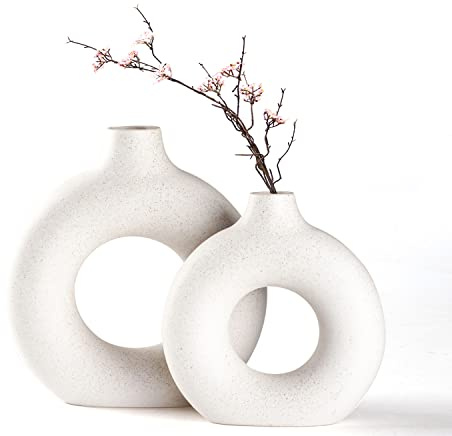 CEMABT Vasen für pampasgras,Kreative vase Moderne Wohnkultur,Handmade vase weiß Keramik Getrocknete Blumen Kunsthandwerk Ornamente für Büro Haus Deko Dekoration,vasen Set