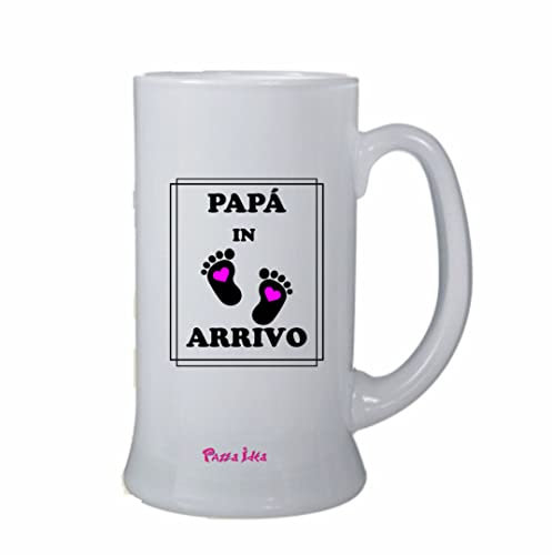 Boccale Birra In Vetro Decorato - 500ml - Vetro Resistente - Stile Elegante - Perfetto per Regali - Collezione Festa del Papà