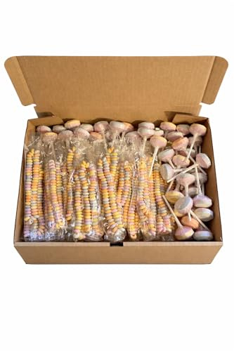Assortiment de bonbons rétro - Box à bonbons - 30 colliers et 30 sucettes lollies dextrose - 60 pièces