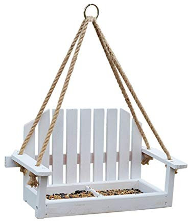 Vogelfutterstation für den Garten im Freien, Vogelfutterstation aus Holz, langlebig, zum Aufhängen, Wildvogel-Futterstation, Holzsitzstange, Vogeltisch, Gartenbank, Schaukelsitz, zum Aufhängen im