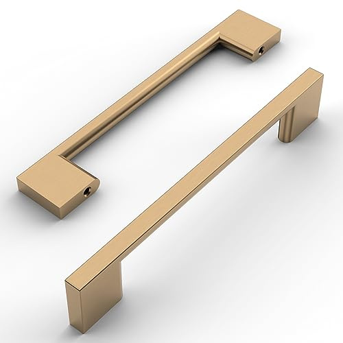 Amerdeco 10 Stück Möbelgriffe Champagner Gold, 128mm Lochabstand, Aluminiumlegierung Schubladengriffe & Schrankgriffe für Küchenschränke & Kleiderschränke UK0035