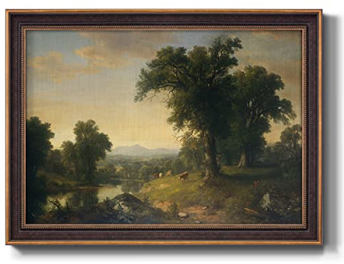 Renditions Gallery Nature Wall Art Prints A Pastoral Scene of Landscape Abstract Art Paintings by Asher Brown Durand for Bedroom Dining Living Room Office Home Kitchen Wall Decor - 21X25 - Bronze & Gold Framed - LT499