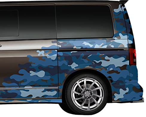 Finest Folia 2-teiliges Camouflage Auto Aufkleber Set Matt selbstklebend wasserfest UV-beständig Tuning Sticker für Auto Motorrad Wohnmobil Transporter RX048 (02 Blau)