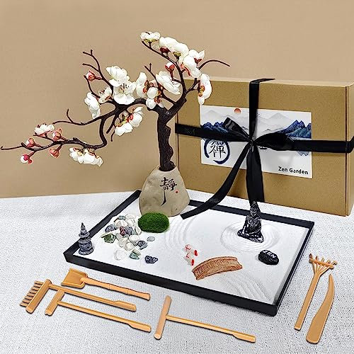 LuXianYS Zen Garden, Mini Jardín Zen Meditation,Jardín Zen japonés Decorativo,Juego de Accesorios y Herramientas para Jardín Zen para la Oficina en Casa Relajación y Meditación, LX036-7