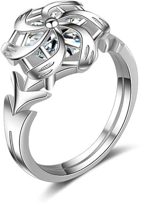 Kashasin Anime Ringe Elfen Prinzessin Galadriel Nenya 925 Sterling Silber Ring für Frauen Cosplay Ring Schmuck Prop, US 10, Zirkonia