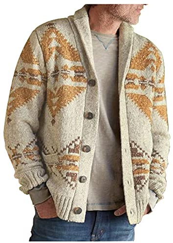 Duohropke Jersey de lana gruesa para hombre, de punto de manga larga, chaqueta de trabajo, cuello alto, cárdigan de punto, suéter para hombre, con capucha, chaqueta de punto