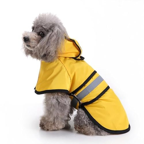 Hunde-Regenmantel, Verstellbar, Wasserdicht, Winddicht, Haustierkleidung, Süßer Welpen-Regenmantel Mit Kapuze Und Reflektierendem Streifen, Leichte Regenjacke, Poncho,XL