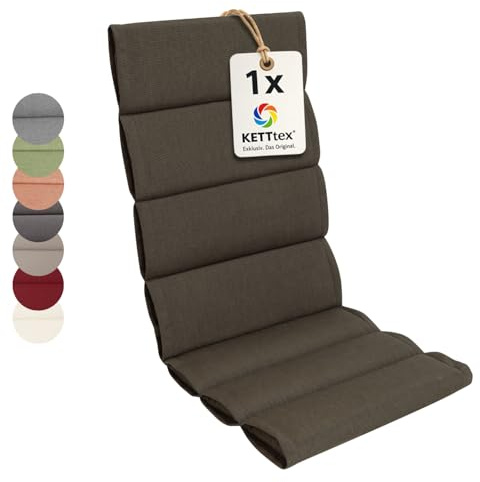 KETTtex EXKLUSIV Comfort Plus Auflage Hochlehner dunkelgrau I Gartenstuhl Polster 120x50x5/3cm I hochwertige & Pflegeleichte Sesselauflage I Wetter- & formbeständige Stuhlauflage I KTH1 Sitzauflage