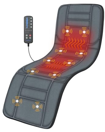 CuPiLo Massager Pad, Back Massager with Heat and 10 Vibrating Motors for Pain Relief, Body Massage for Back, Lumbar,Leg, Gifts for Men Women, Long 53