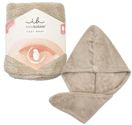 Invisibobble Set COZYWRAP hårturban I mysig handduksturban i brungrå I huvudhandduk mjuk och absorberande I perfekt för hårvård och wellness I 1 styck