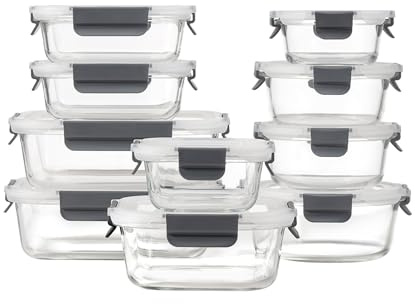GENICOOK Glas-Frischhaltedosen Mit Luftdichten Deckeln - Mahlzeiten-Vorbereitungsbehälter für Mittagessen, Lebensmittelaufbewahrung, Lunchbox-Set