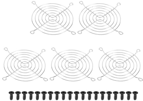 PATIKIL 92mm Fan Grill with Screws, 5 Pack Chrome Plated Iron Frame Ventilator Grill Protector Mesh Dustproof Case Cover for Computer PC, Silver Tone