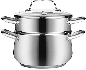 ANSNOW Olla de Sopa para Cocinar a Vapor Espesada de Gran Capacidad 2 Personas Vaporera Pequeña Espesada Acero Inoxidable 304 1 Dos Más 3 Vaporera de Tres Capas/24Cm
