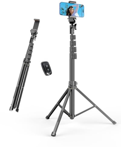 EMART 62’’ Tripod for Iphone, Adjustable Cell Phone Travel Tripod Stand with Remote for Video Recording, Flexible Smartphone Selfie Stand for Camera Ring Light Filming