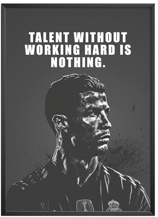 MJ-GRAPHICS® Motivationsbild Ronaldo für Büro und Jugendzimmer, A4 Fußball Mood Poster CR7, Ziele und Traum Affirmationen - ohne Rahmen