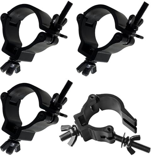 Half Coupler, QNLEMON 4PCS Aluminum Alloy Hook Clamp Stage Lighting Clamp Load 100kg fit Pipe 48-51mm for Par Light Spotlight Stage Moving Head Light