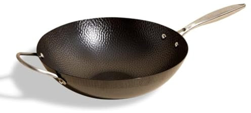 Milk Street - Wok de acero al carbono martillado de 3 piezas de 33 cm
