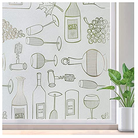 Fensterfolie,Fensterfolie Blickdicht Privatsphäre Fenster Film selbstklebend Vinyl Milchfärbte Glasaufkleber Statische Kleber Abziehbilder Anti UV. Isolationsfenster Tint(45 x 200 cm)