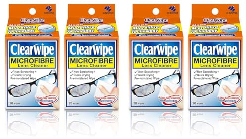 CLEARWIPE Microfibre Lens Cleaner with Isopropyl Alcohol - 40 Wipes (Pack of 2)