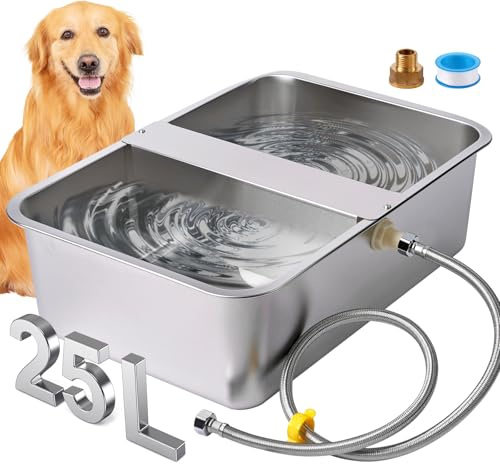 Abbeveratoio Automatico per Cani, Ciotola per Cucciolo in Acciaio Inox Da 25 Litri, Abbeveratoio per Animali Domestici, Distributore Automatico di Acqua per Cani di Grossa Taglia Polli Bovini Pecore