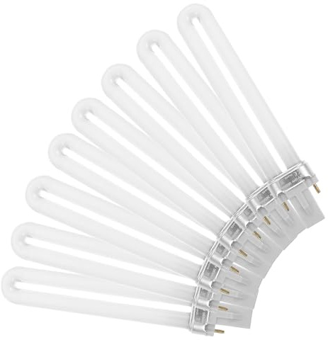 HONMEET Tubo de Lámpara de Uñas 9w de Vidrio 8 Piezas para Secado Rápido y Luz Suaveza, Adecuado para Salón Profesional y Decoración de Uñas DIY