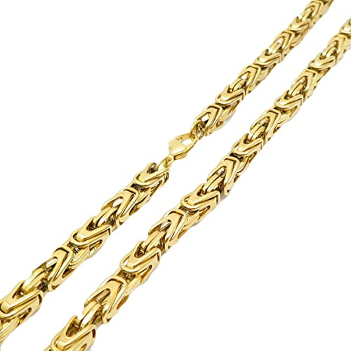 Tolldek Edelstahl Ketten Mann 45-80cm, Byzantine Königskette Herren Gold/Silber/Schwarz Kette Edelstahl Lang Breit 6MM, Freundschaftskette Hip Hop