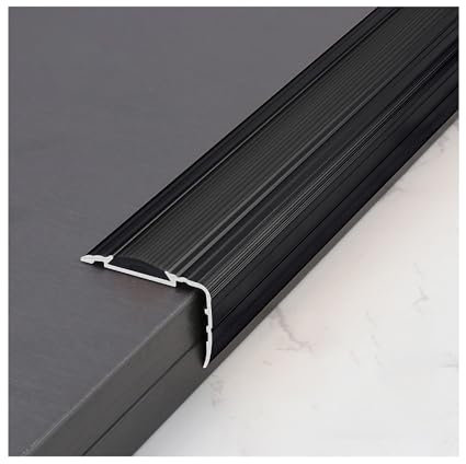 Anti-Slip Stair Nosing for Staircase Step, Stair Edge Nosing Trim, Stair Edge Protectors for Wood Stairs for Outdoor Indoor Steps(Black,90cm/35.4)