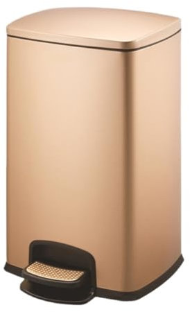 YGDYFDC Poubelle Poubelle à pédale carrée 30L, en Acier Inoxydable, immeuble de Bureaux, hôtel, ralentissement Silencieux, Grande capacité 30L Poubelle Ménagère(Gold)