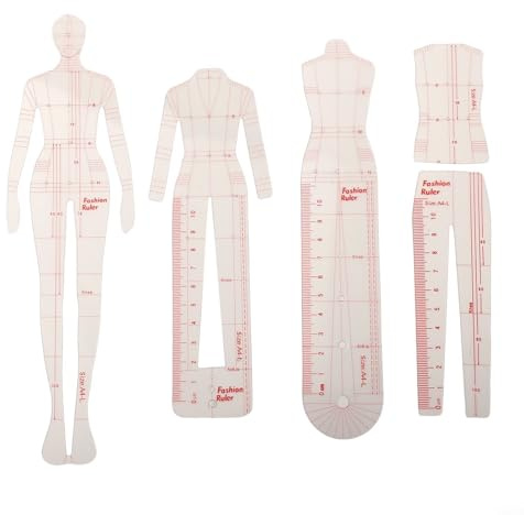 Fashion Illustration Vorlagen Lineal-Set für Präzision beim Kleidungsdesign und Zeichnen (B)