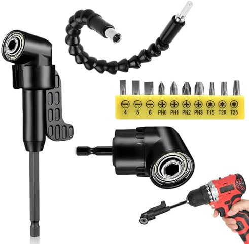 14 Pezzi Avvitatore Angolare, Trapano Angolare, Trapano Mandrino Avvitatore Angolare Kit, Snodo Per Avvitatore, Adattatore Per Trapano Ad Angolo Retto,Per Trapano Elettrico,Cacciavite A Angolo Retto
