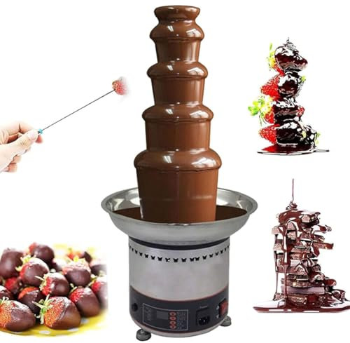 Fontaines à chocolat, fontaine à chocolat électrique à 4/5/6/7 niveaux, machine à fondre en cascade en acier inoxydable pour la cuisine, le commerce, les ménages, les anniversaires, Noël,5Tiers